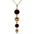 14k Rose Gold Natural Garnets and Citrines Drop Pendant Necklace P226