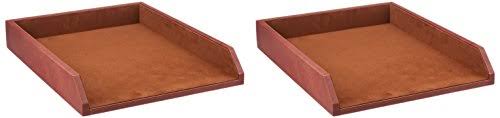 Mocha Leather Double Letter Tray Y79323