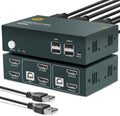 KVM Switch HDMI Dual Monitor 2 Port, 4K@60Hz, 2 USB 2.0 Hub, 4 HDMI Cables, 2 USB Cables S1798