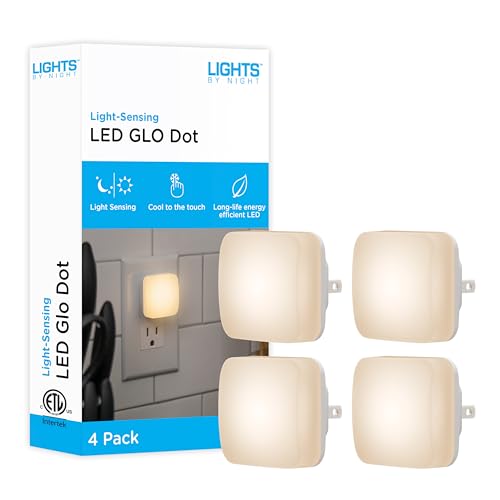 Mini Square LED Night Light, Plug-in, Dusk to Dawn Sensor, 4 Pack A322013