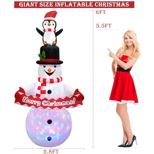 7FT Christmas Inflatable Snowman with LED Lights N795