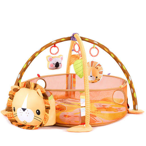 3 in 1 Cartoon Lion Baby Infant Activity Gym Play Mat with Hanging Toys Ocean Ball N6401