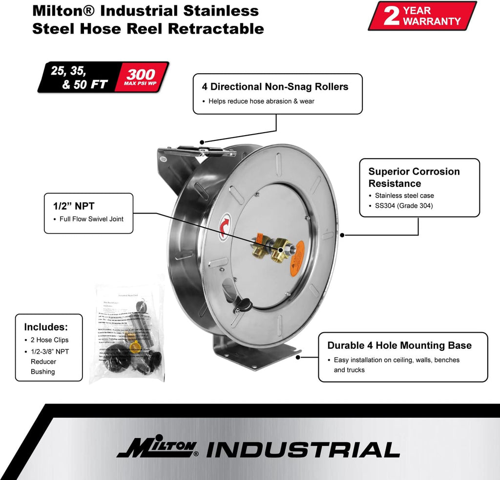 Industrial Stainless Steel Retractable Hose Reel M438305