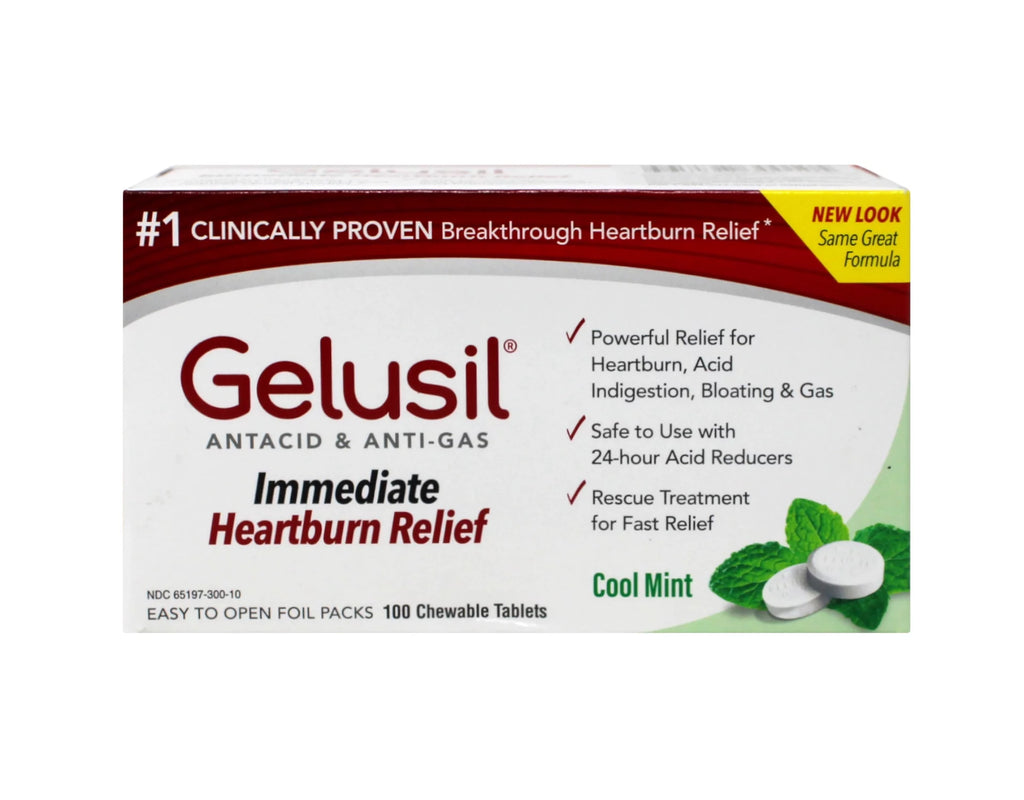 100 Tablets Antacid Anti-Gas Tablets Cool Mint F684