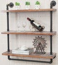 Industrial Retro Wall Mounted Iron Water Pipe Shelf Z86195
