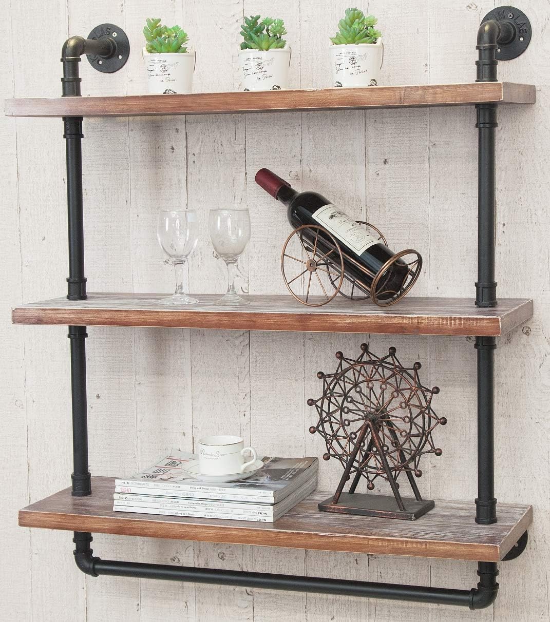 Industrial Retro Wall Mounted Iron Water Pipe Shelf Z86195