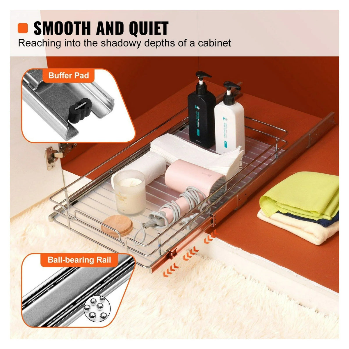 Chrome Heavy Duty Slide Out Cabinet Organizer 11x21 S305054