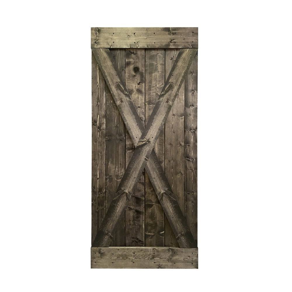 Solid Cherry Red Stained Pine Wood Interior Sliding Barn Door Slab P932147