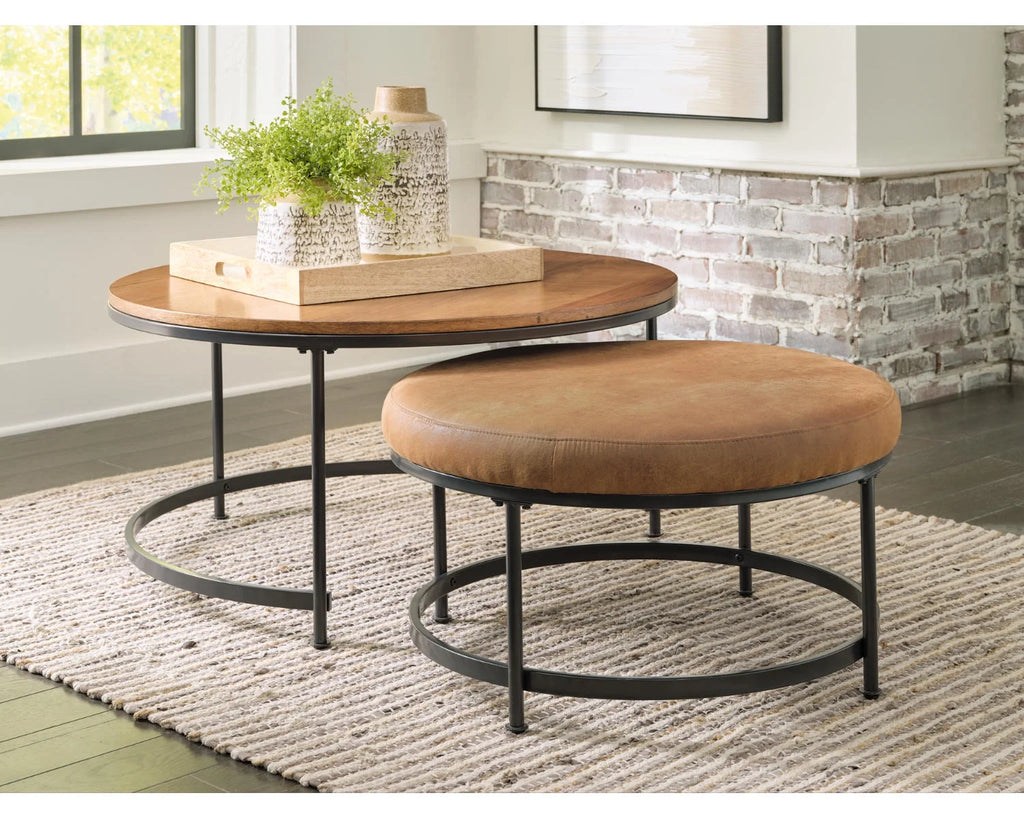 Nesting Coffee Table Set of 2 Light Brown/Black H737434