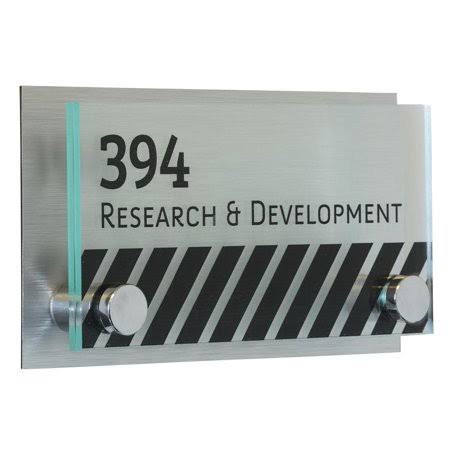 Office Door Sign with Brushed Formica Backing and Mounting Hardware R5824