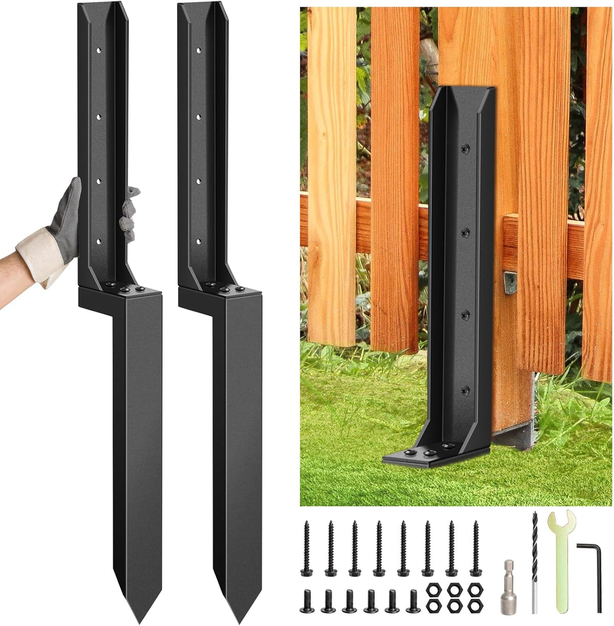 2 Pcs Heavy Duty Fence Post Repair Kit C79380