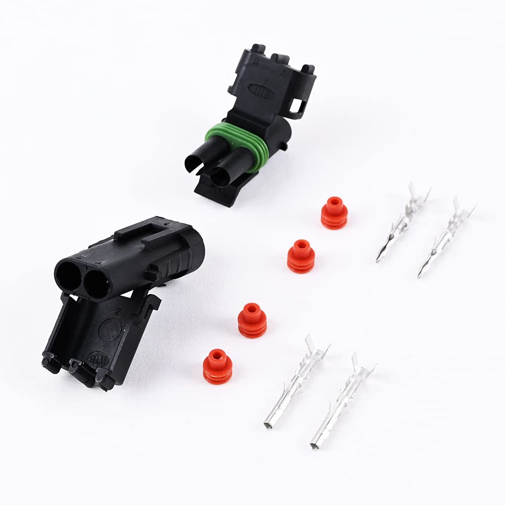 20 Sets 2 Pin Weather Pack Connector Waterproof Car Electrical Wire Connector Terminals Plug Kit with 45 Sets Male and Female Terminal KIT 18-14AWG H67899