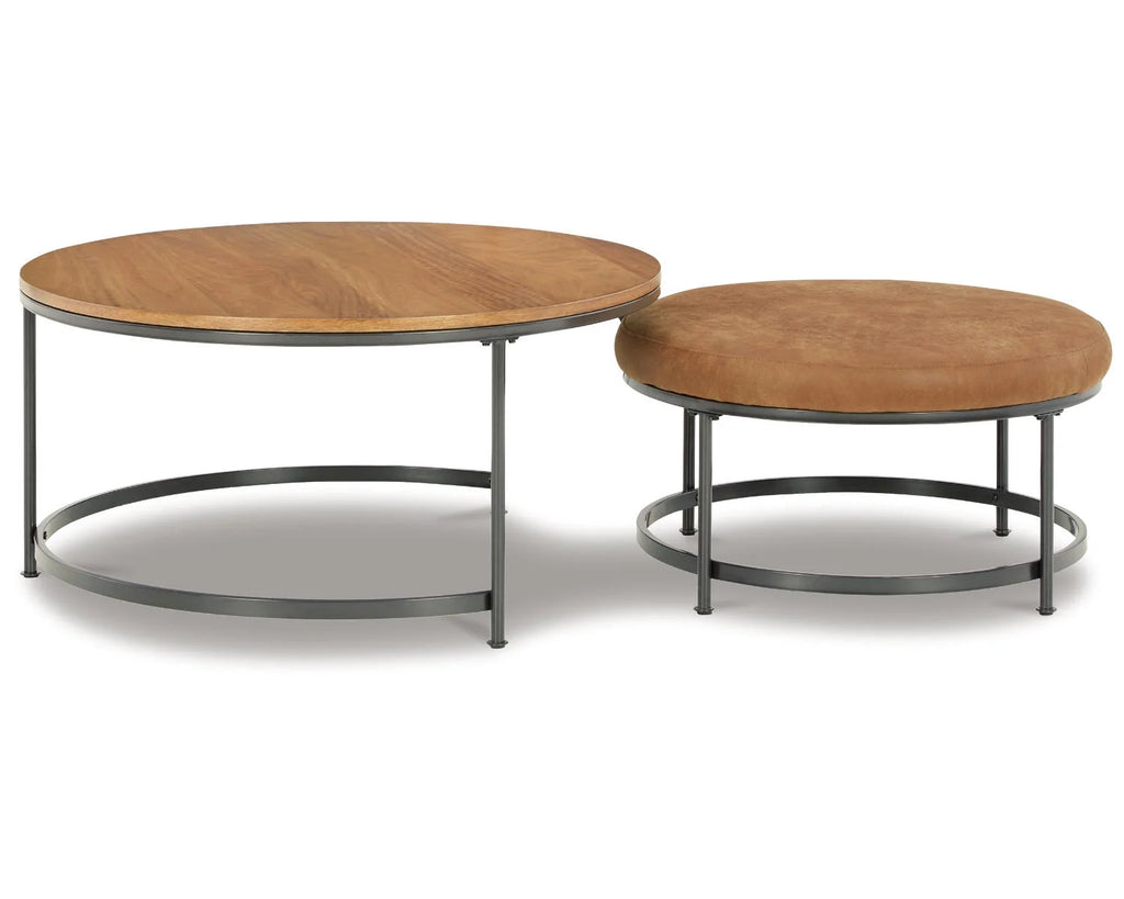 Nesting Coffee Table Set of 2 Light Brown/Black H737434