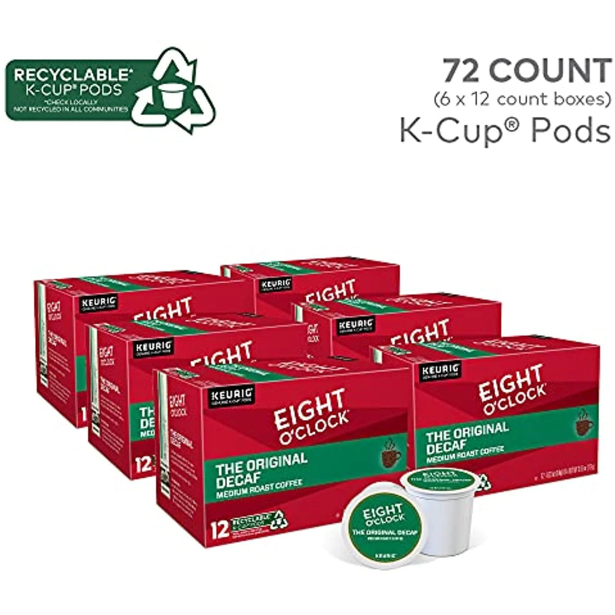 72 Count Decaf Medium Roast Coffee K-Cup Pods C125