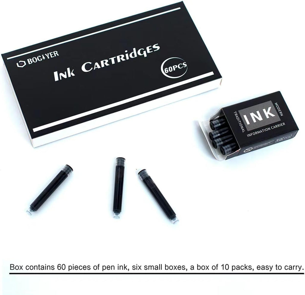60 Count Black Fountain Pen Ink Refill Cartridges R808829