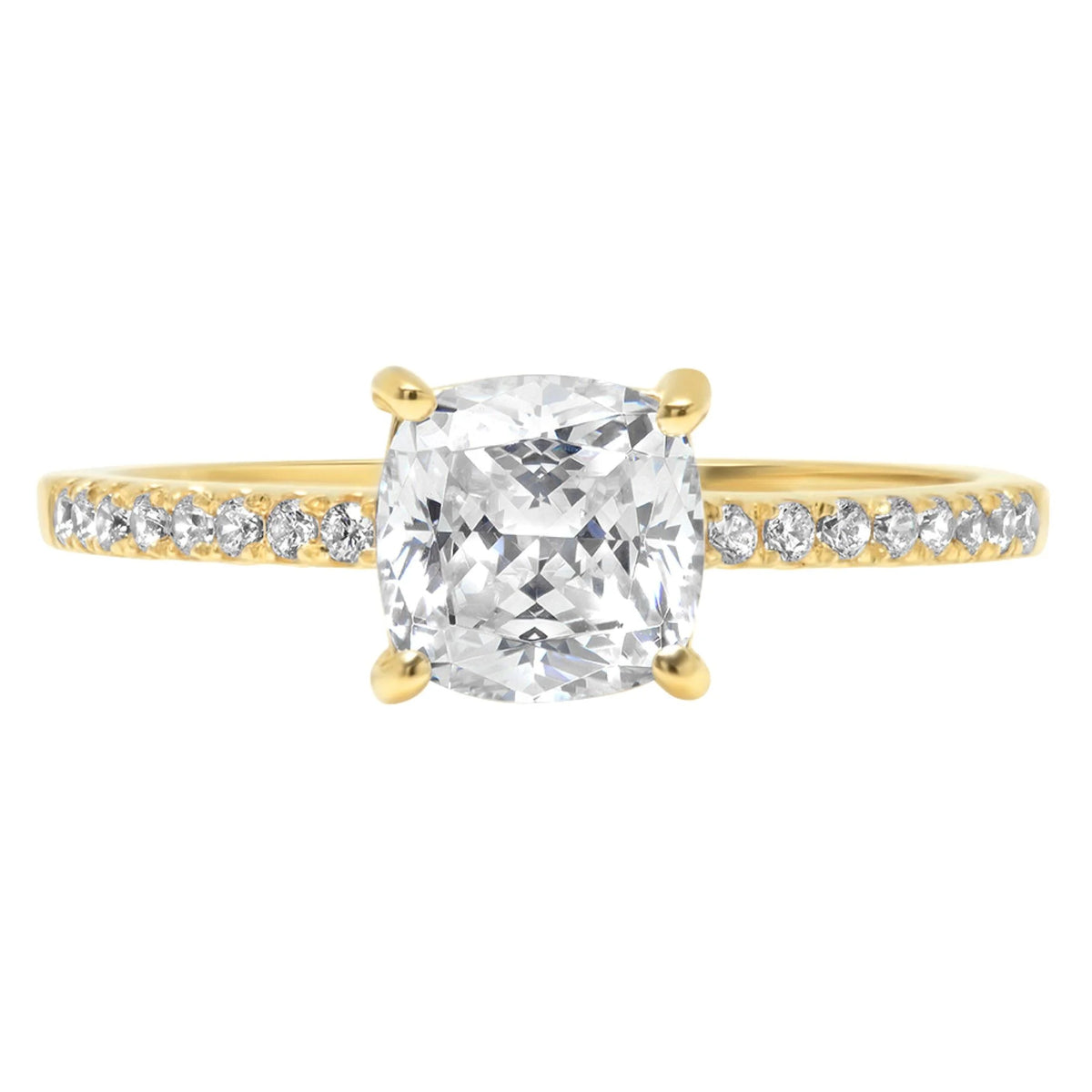 18K Yellow Gold Cushion Cut Cultured Diamond Engagement Ring I4188