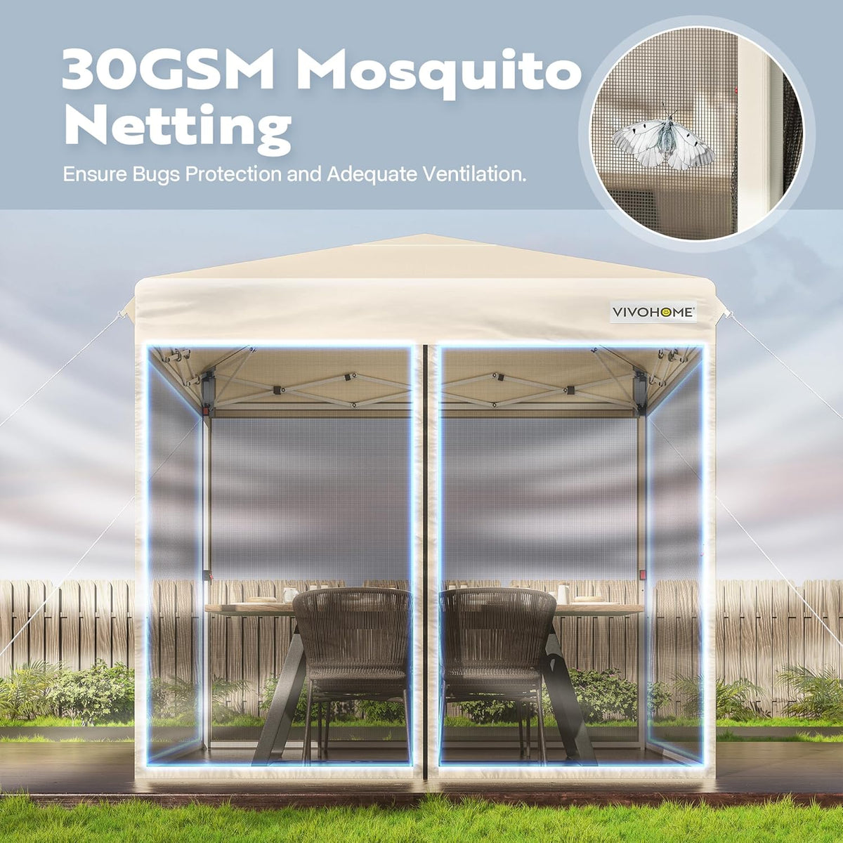 12x12ft Pop-Up Gazebo Screen Tent with Mosquito Netting M87413