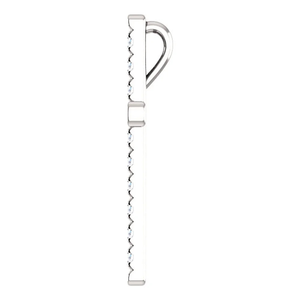 14k White Gold Diamond Cross Pendant Necklace B77500