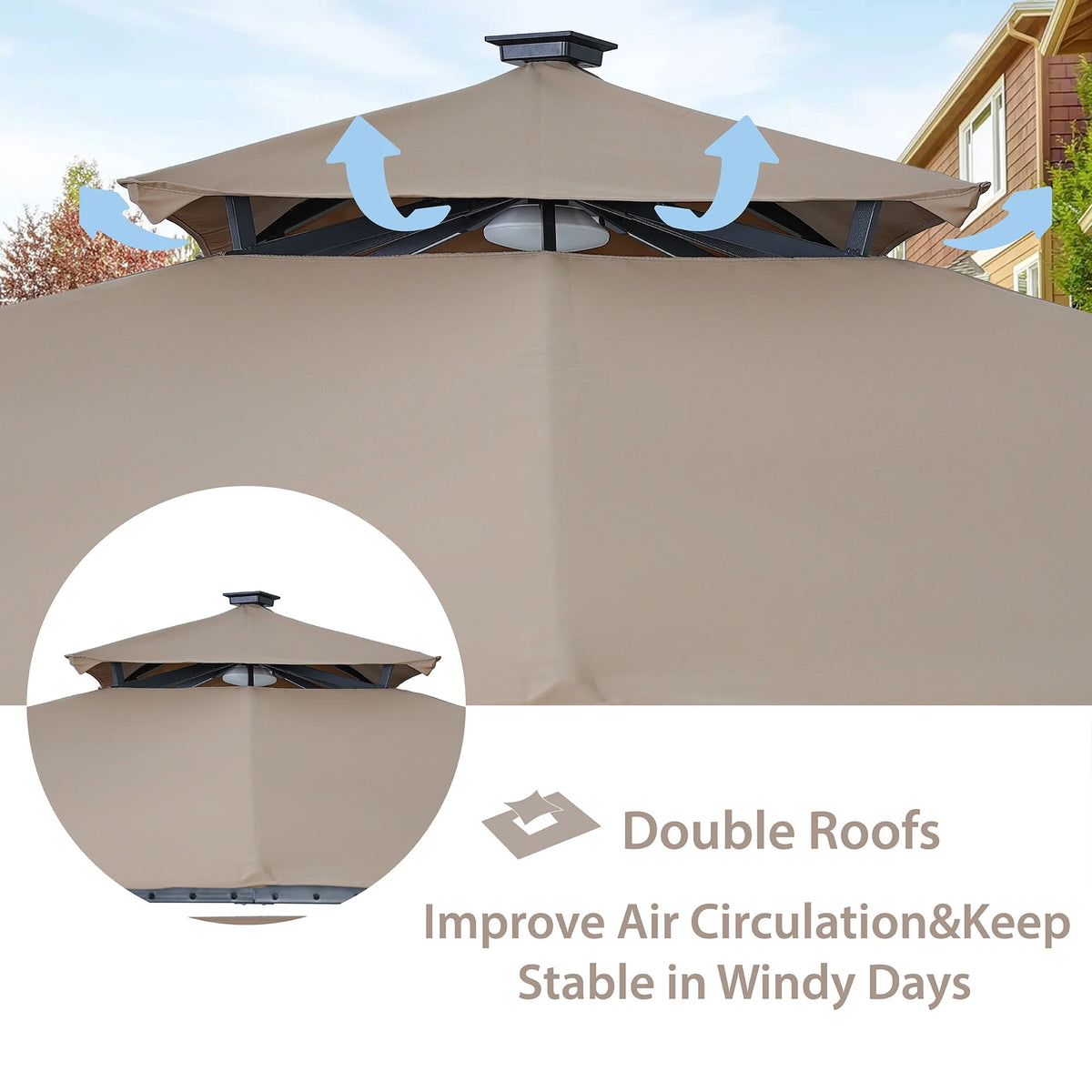 9.8ft. x 9.8ft. Outdoor Patio Gazebo with LED Light, Brown Y3684