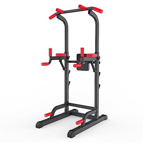 Adjustable Height Power Tower Dip Station with Pull Up Bar, Load 350LBS P739861