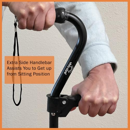 Adjustable Walking Cane with 4 Prongs and Extra Handle U57835
