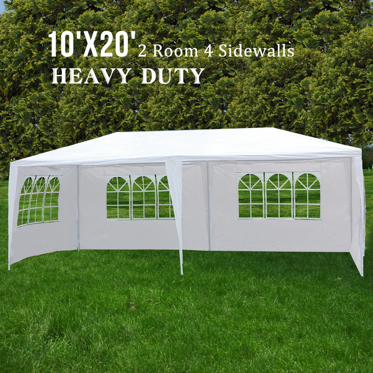 10'x20' White Outdoor Canopy Tent with 4 Sidewalls W7648