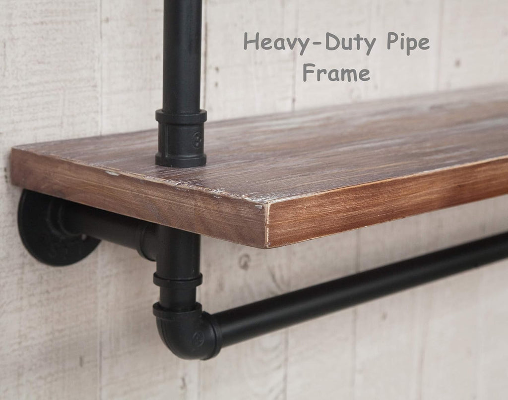 Industrial Retro Wall Mounted Iron Water Pipe Shelf Z86195