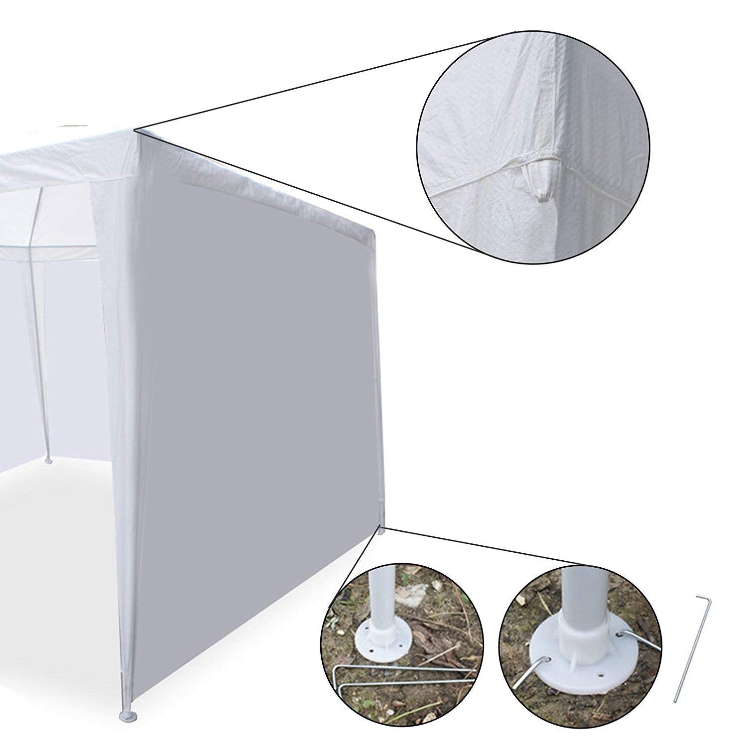 10'x20' White Outdoor Canopy Tent with 4 Sidewalls W7648