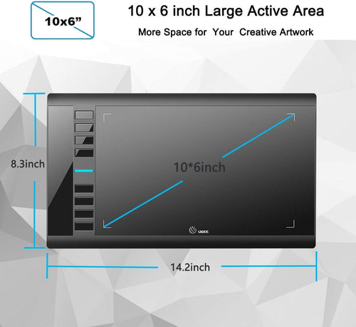 10 x 6 inch Graphics Drawing Tablet with 8 Hot Keys L18932