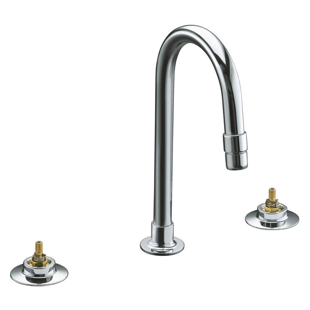 Polished Chrome Widespread Bathroom Faucet with Rigid Connections P256