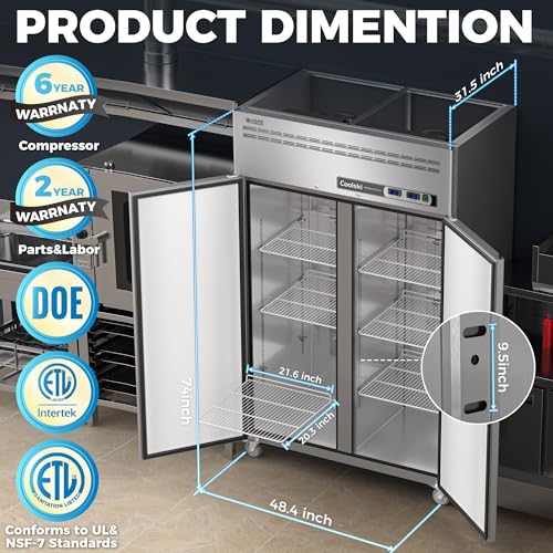 72" W 54 Cu.ft Commercial Refrigerator and Freezer Combo O679311