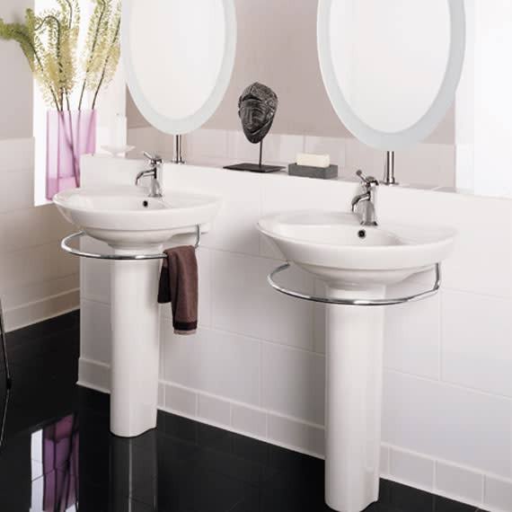 White Wall-Mounted Pedestal Lavatory Top with Single Faucet Hole P365