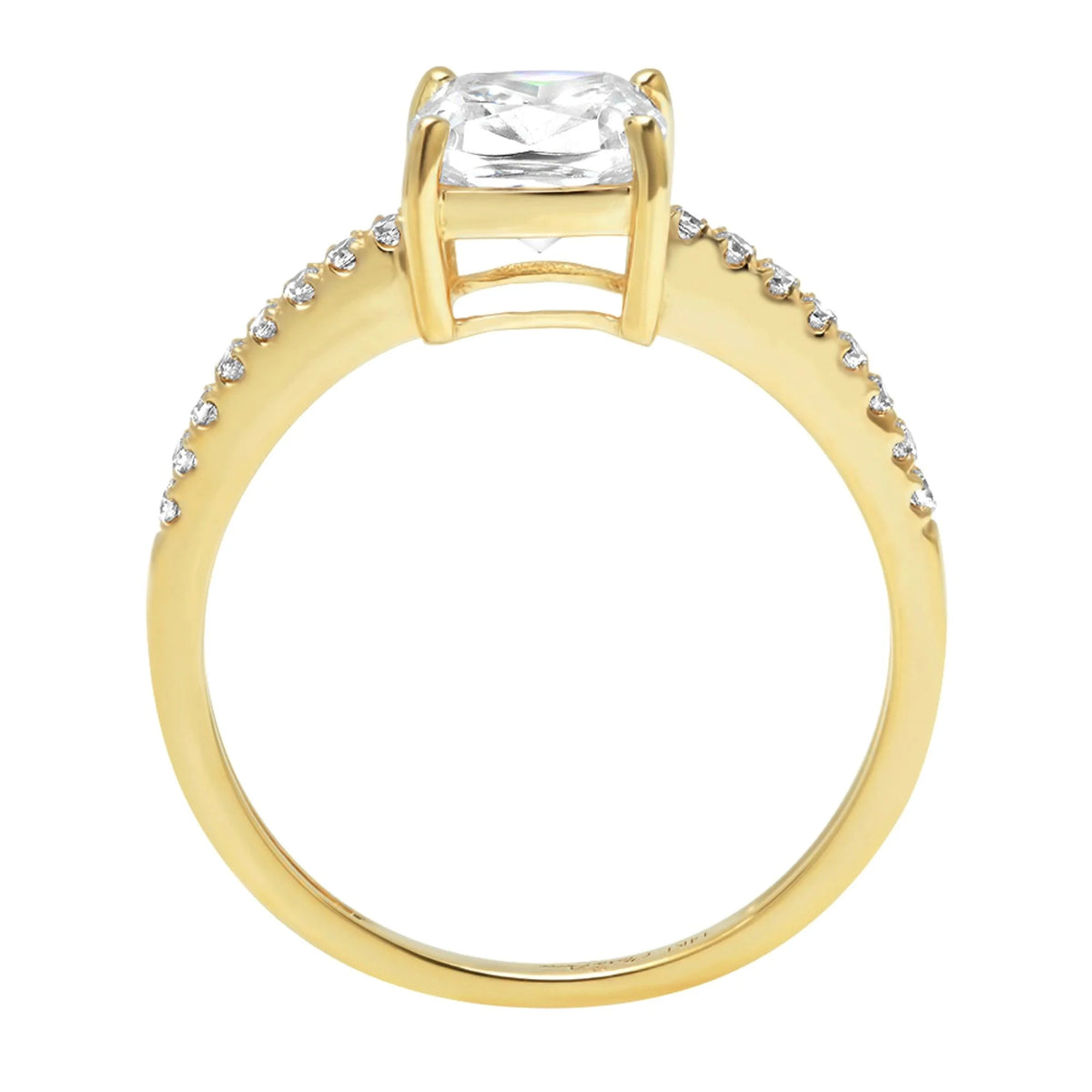 18K Yellow Gold Cushion Cut Cultured Diamond Engagement Ring I4188