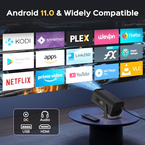 White 1080P Smart Projector with WiFi and Bluetooth J334394