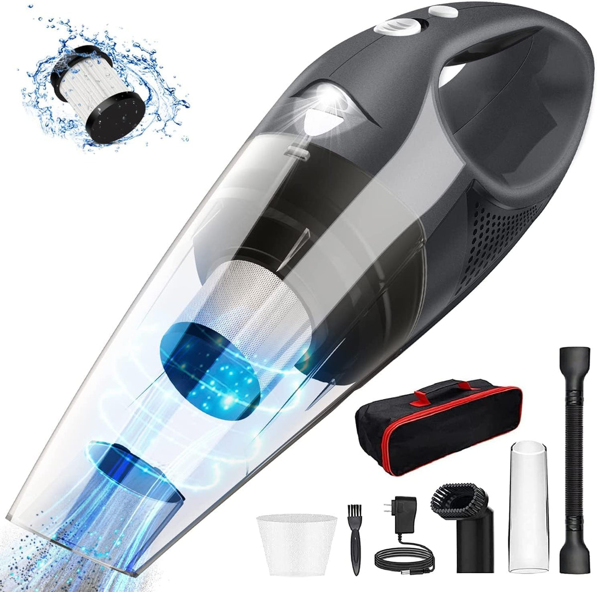 Handheld Vacuum Cleaner Cordless Car Vacuum 7000Pa HEPA Filters Lightweight Pack of 2 X985