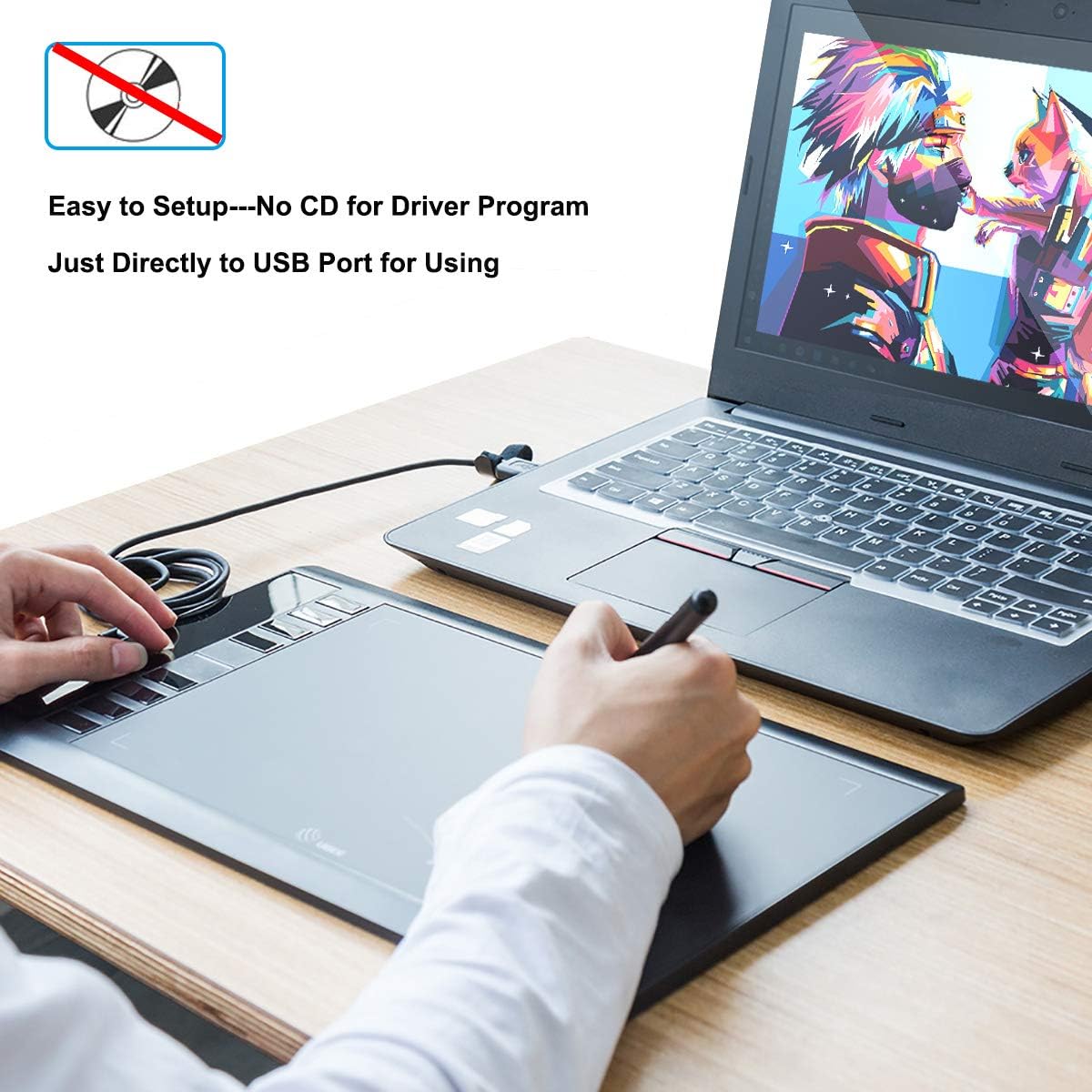 10 x 6 inch Graphics Drawing Tablet with 8 Hot Keys L18932
