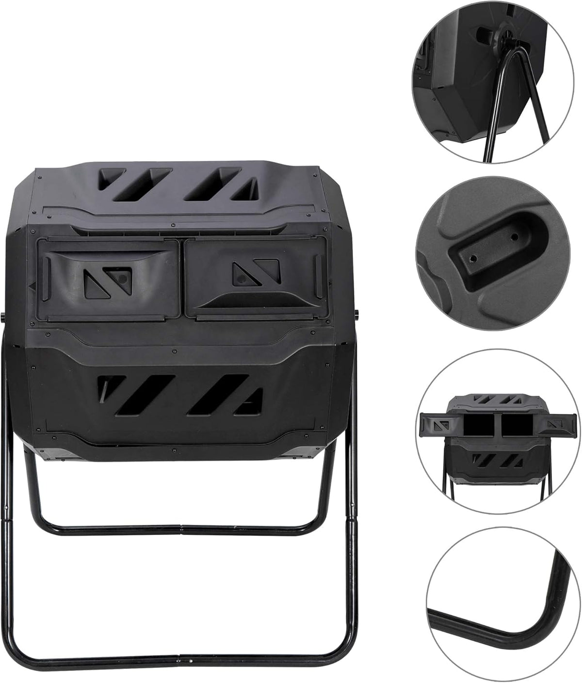 43 Gallon Black Dual Chamber Composting Tumbler D215