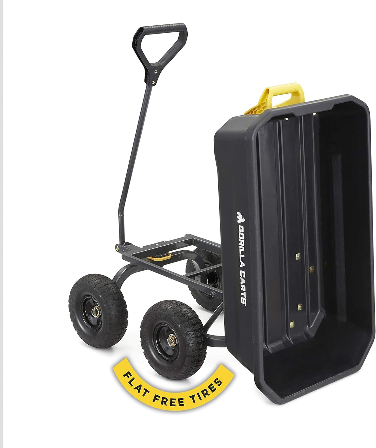 4 Cu. Ft. Poly Garden Dump Cart with No-Flat Tires, Black U2978