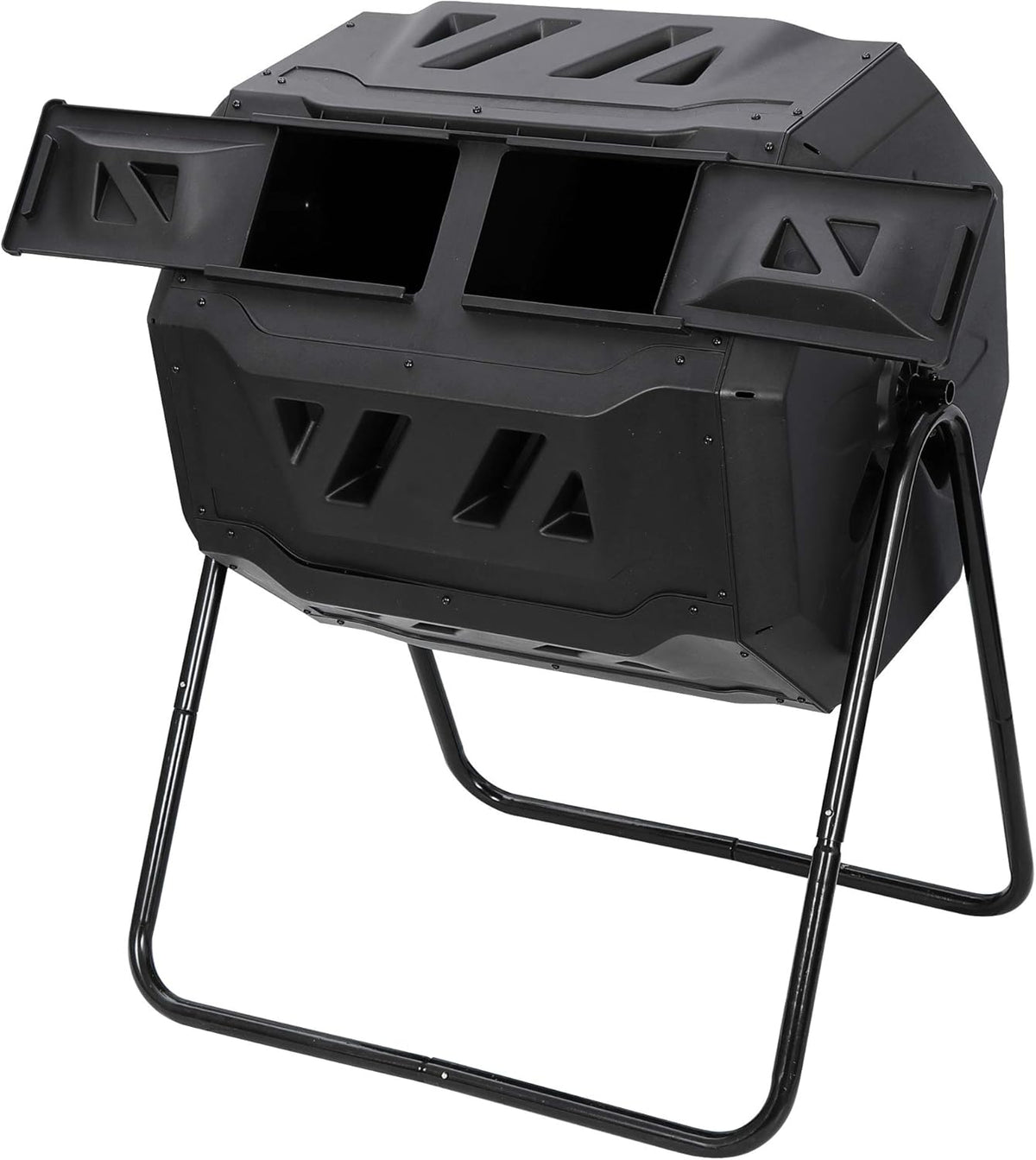 43 Gallon Black Dual Chamber Composting Tumbler D215