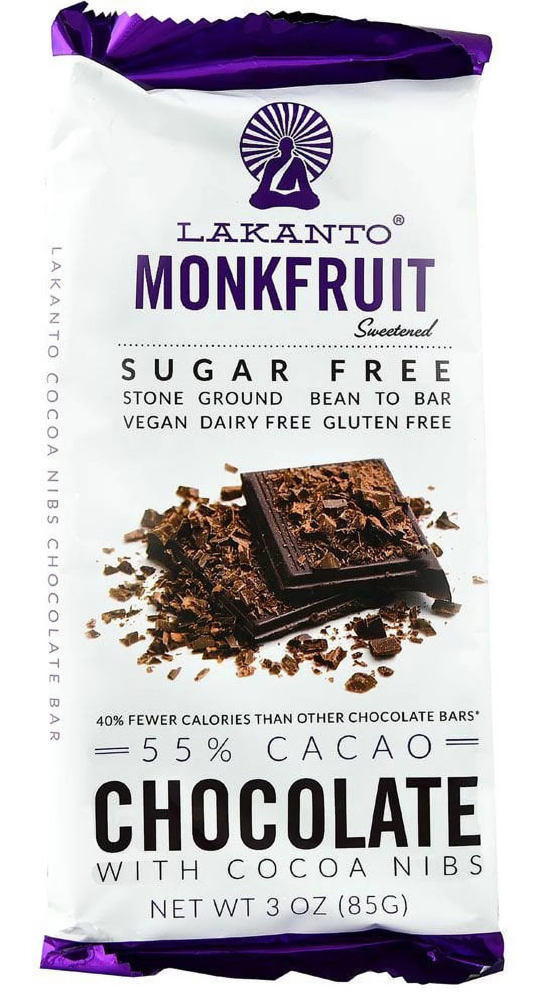 Monkfruit Sweetened Dark Chocolate Bar With Cacao Nibs Case Of 8 3 Oz. Y524056