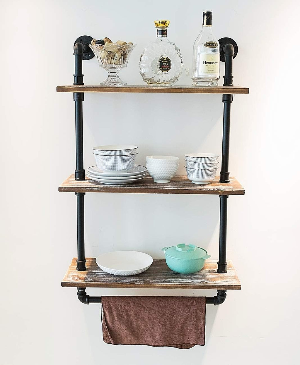 Industrial Retro Wall Mounted Iron Water Pipe Shelf Z86195