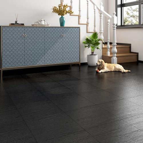 17-Pack 6"x36" Black Wood Luxury Vinyl Plank Flooring Peel and Stick Tiles Q3324