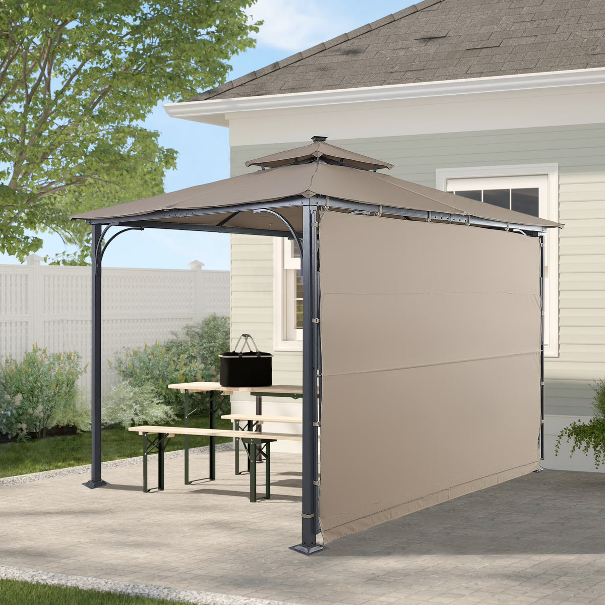 9.8ft. x 9.8ft. Outdoor Patio Gazebo with LED Light, Brown Y3684