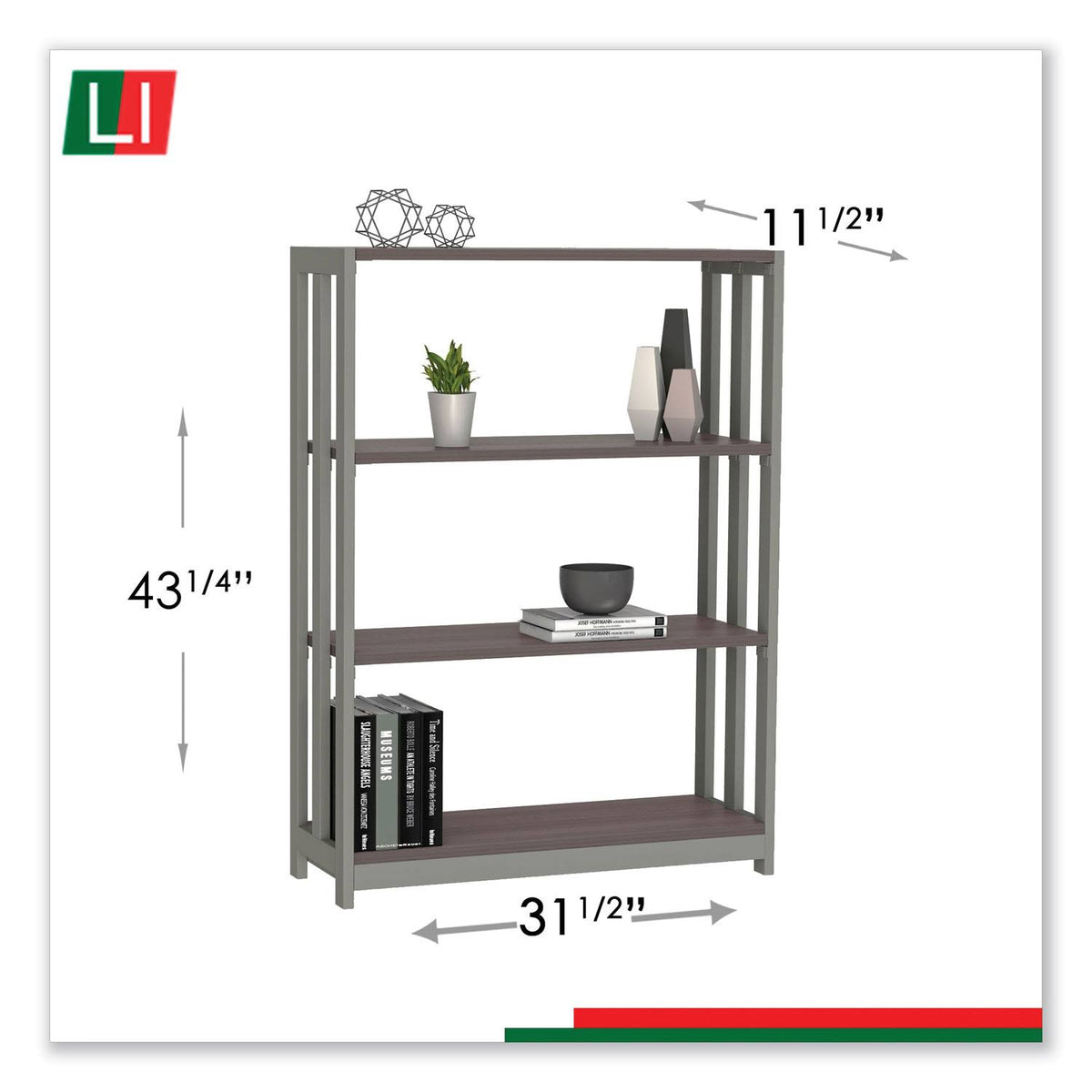 Mocha Three-Shelf Bookcase A54916