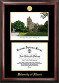 Gold Embossed Diploma Frame with Campus Images Lithograph M818