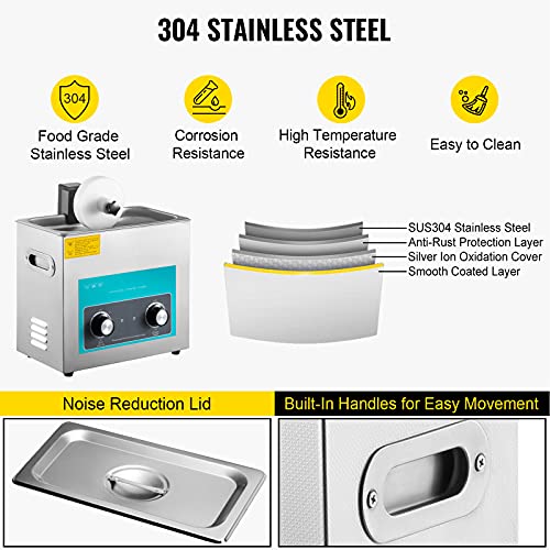 6L 40kHz Ultrasonic Vinyl Record Cleaner with Stainless Steel Tank T495215