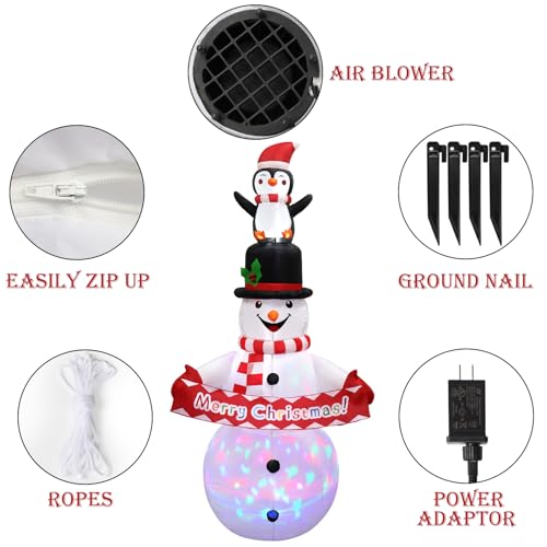 7FT Christmas Inflatable Snowman with LED Lights N795