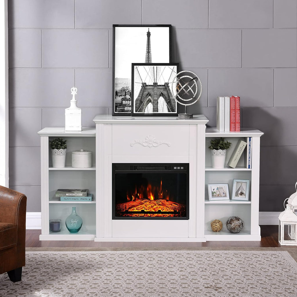 Wooden Mantel Fireplace Cabinet with Storage Shelves T26833