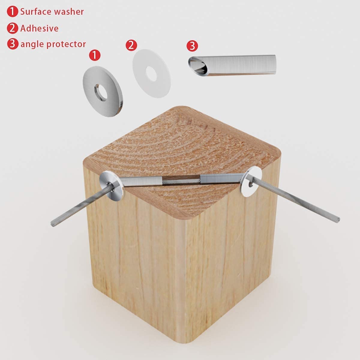 20Pack Cable Railing Kit Angled Protective Grommet for 90 Degree Corner 45 Degree L Shape Protector Sleeve for 1/8 Wire Rope Wood Posts T316 Stainless Steel Pack of 2 F200