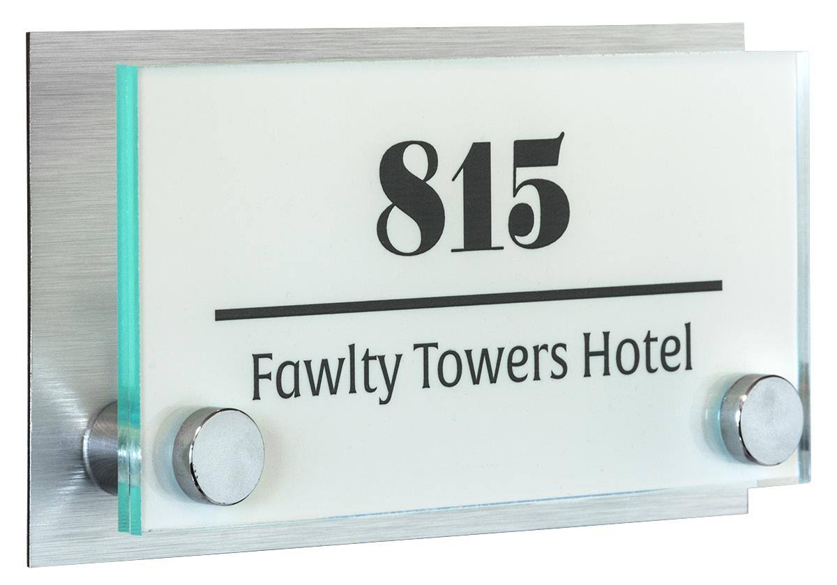Office Door Sign with Brushed Formica Backing and Mounting Hardware R5824